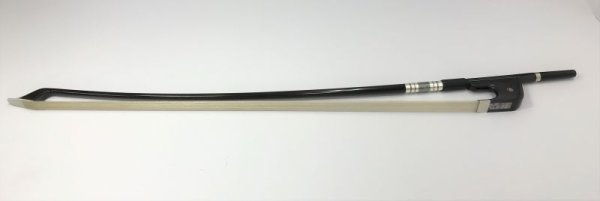 画像1: 黒カーボン製コントラバス弓(白毛) (1)