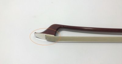 画像1: カーボン製コントラバス弓(金属部銀製・白毛)