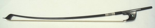画像1: カーボン製コントラバス弓(金属部銀製・白毛) (1)