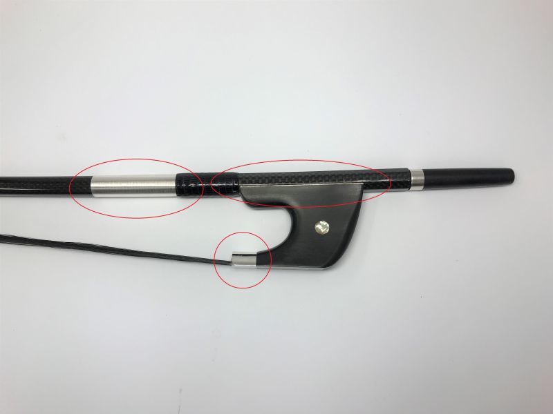 カーボン製コントラバス弓(金属部銀製・黒毛) - バルドン楽器
